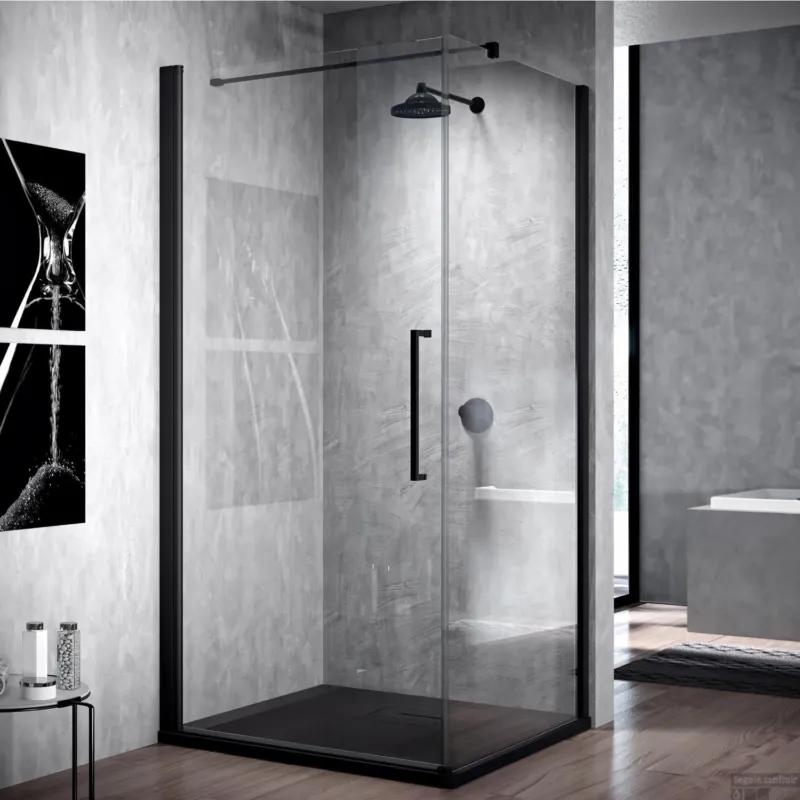 Douchecabine Novellini Young G+F met Draaideur Helder Glas 100x200 cm Mat Zwart Profiel Koop Vandaag