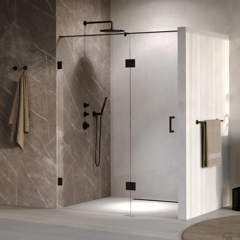 Dagaanbieding BRAUER Void nisdeur 2-delig helder glas 150x200 omkeerbaar met draaideur 70 aan glas incl. glascoating mat zwart