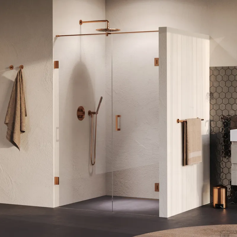 Merkproduct BRAUER Void nisdeur 2-delig helder glas 130x200 omkeerbaar met draaideur 60 aan muur incl. glascoating PVD koper