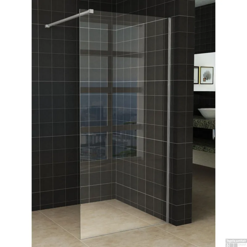 Tijdelijk Beschikbaar Inloopdouche Wiesbaden Slim 70x200cm 8mm Helder Antikalk Coating (Exclusief profiel)