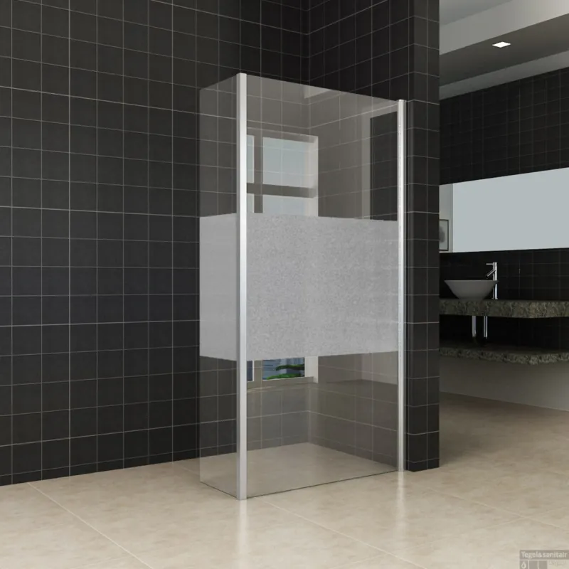 Exclusieve Aanbieding Zijwand Hoekprofiel Wiesbaden Met Middenband 40x200cm 10mm NANO