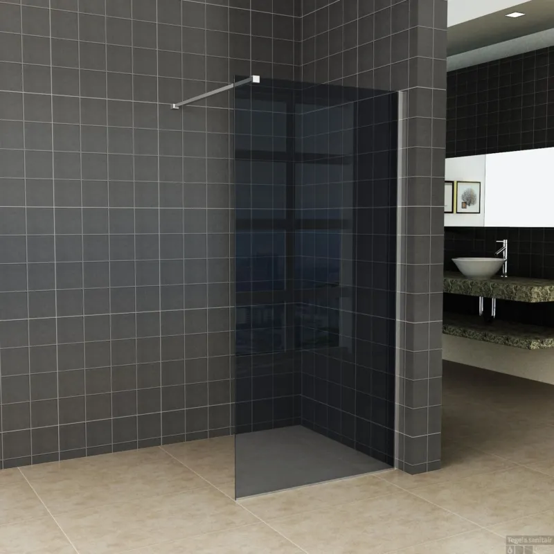 BWS Inloopdouche Pro Line Rookglas 110x200 8mm Nano Coating Chroom Profiel en Stang Voordeelprijs