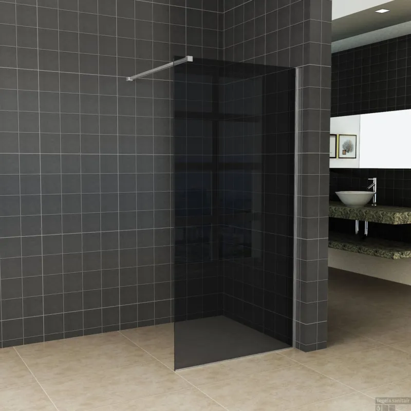 Bestseller BWS Inloopdouche Pro Line Rookglas 120x200 cm 8mm Nano Coating RVS Profiel en Stang