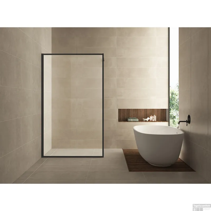 Op = Op Inloopdouche BWS Vidrios 80x200 cm 10 mm Met Stabilisatiestang NANO Mat Zwart