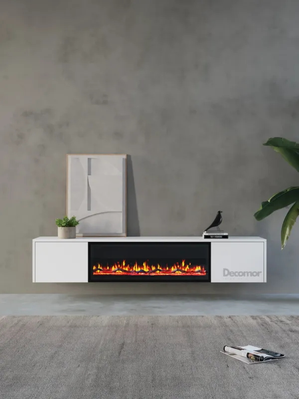 Beste Prijs Chic TV Meubel met Elektrische Sfeerhaard – 180 cm – Pure White