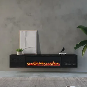 Chic TV Meubel met Elektrische Sfeerhaard – 280 cm – Zwart Eiken Hete Deal
