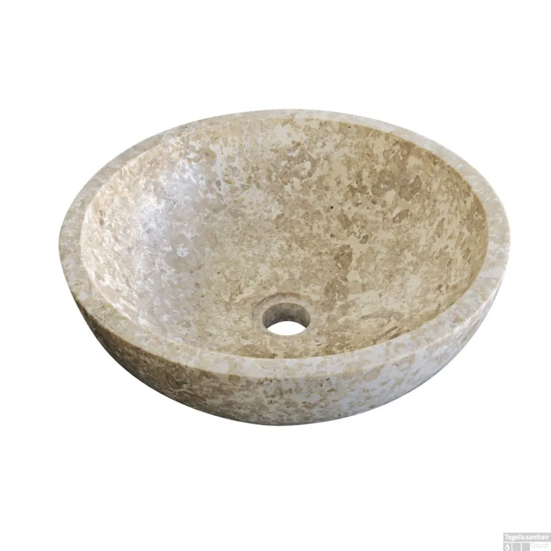 Beste Prijs Waskom Imso Lavabo Tondo Trotol Beige Marmer 40x15cm OP=OP