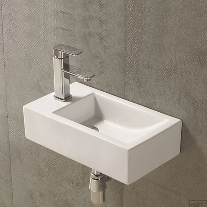Fontein Sanilux Qubic Rechthoek 45x25x12cm Keramiek Wit Links (Excl. afvoerplug) Alleen Vandaag