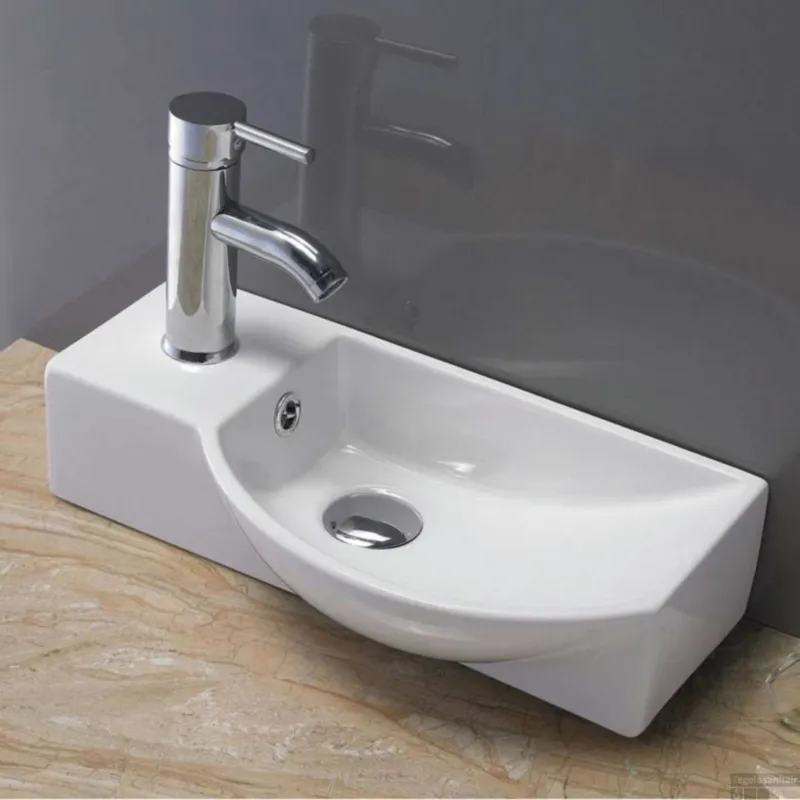 Nieuw Fontein Sanilux Bee Rechthoek Keramiek met overloop 40x22x12,5 cm Links