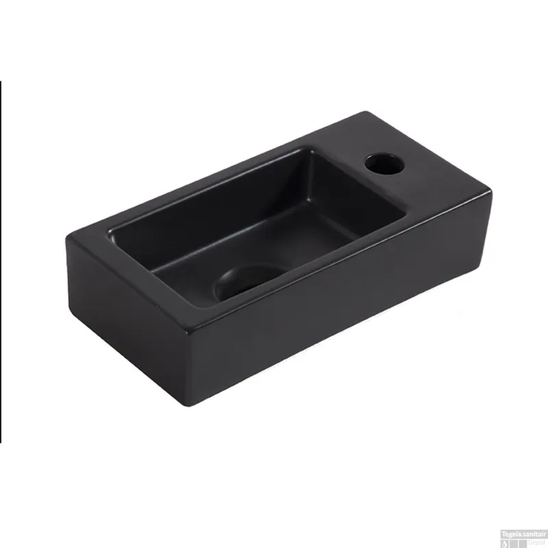 Gereduceerde Prijs BWS Fontein Rino Mini Rechts 36x18x9 cm Mat Zwart