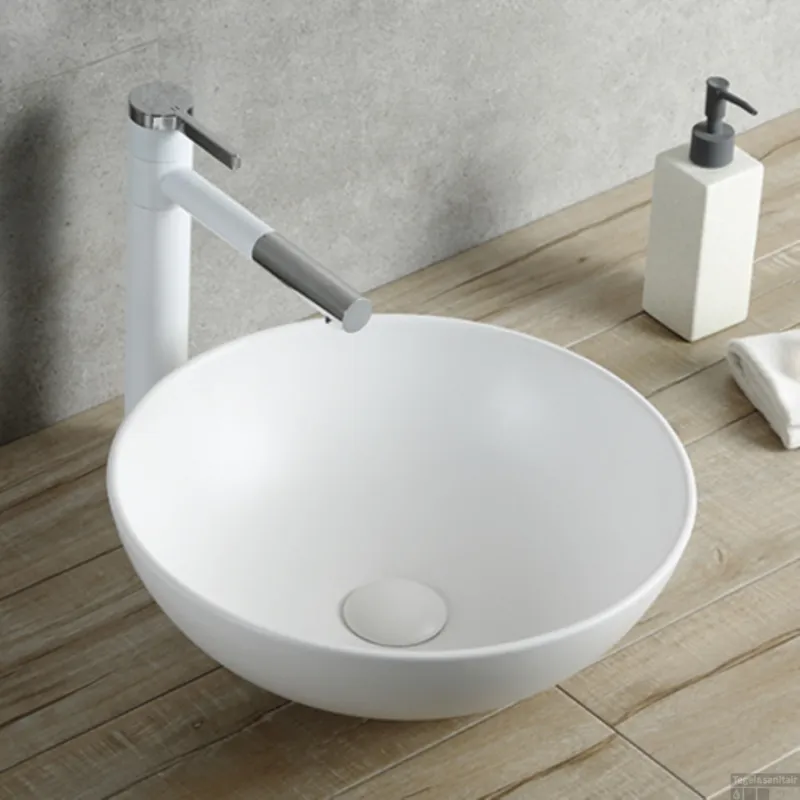 Dagaanbieding Opbouw Waskom Boss & Wessing Raja 40cm Keramiek Glanzend Wit