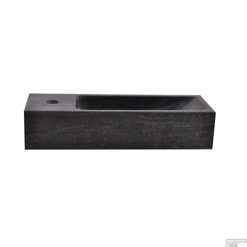 BWS Hardsteen Fontein Zwart Smal 38x14x8 cm (Kraangat Links) Weekendaanbieding