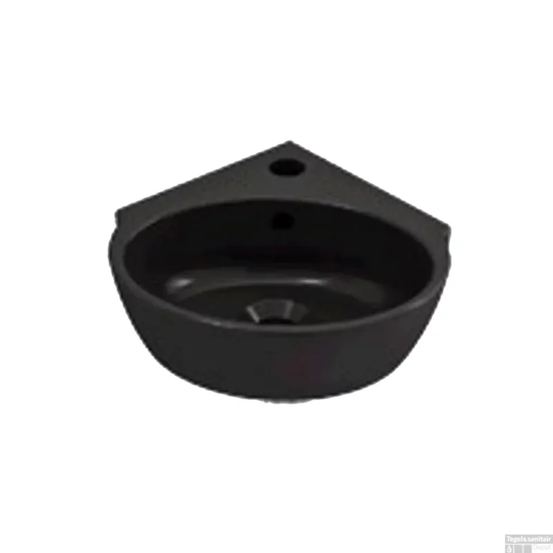Seizoensaanbieding Hoekfontein BWS Zero Keramiek 31.4x30 cm Zonder Overloop Mat Zwart
