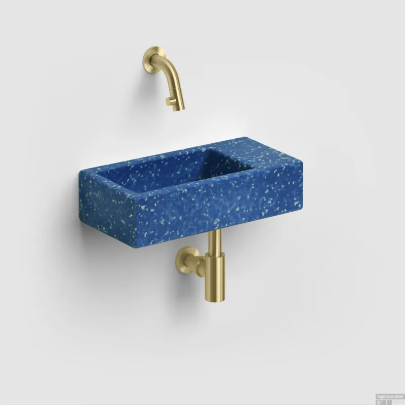 Weekendaanbieding Fontein Clou Flush 3 Zonder Kraangat 36x18 cm Gerecycled Plastic Blauw Met Gekleurde Snippers