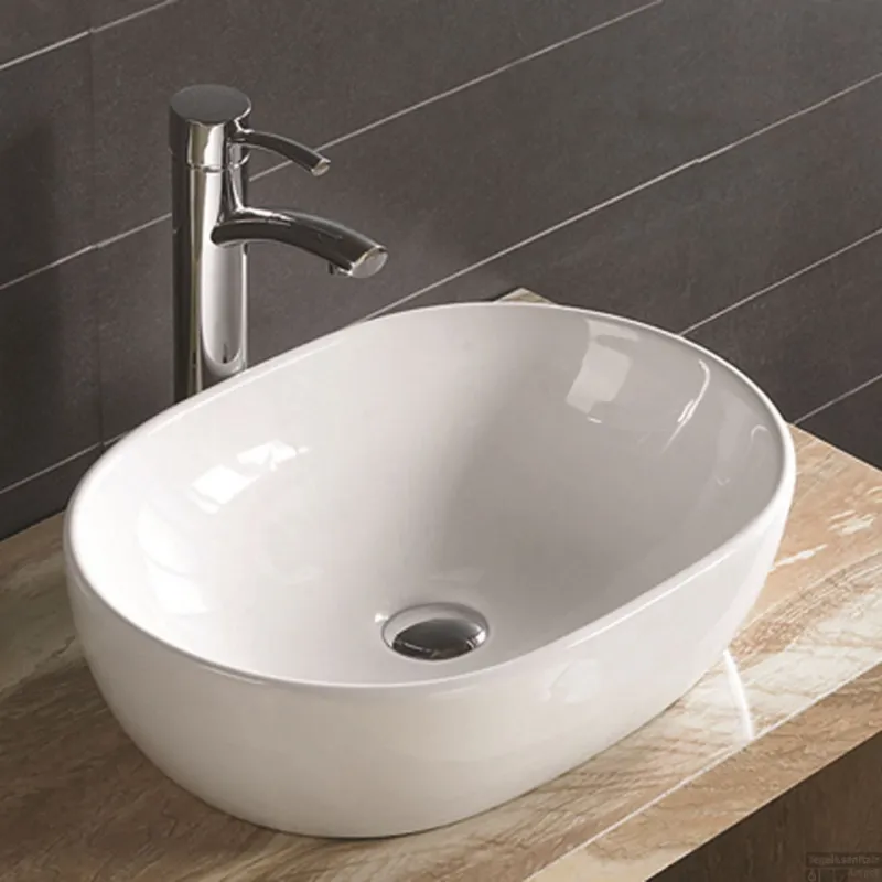 Voordeelprijs Waskom Sanilux Milano Keramiek 48x35x14cm Ovaal wit (exclusief waste)