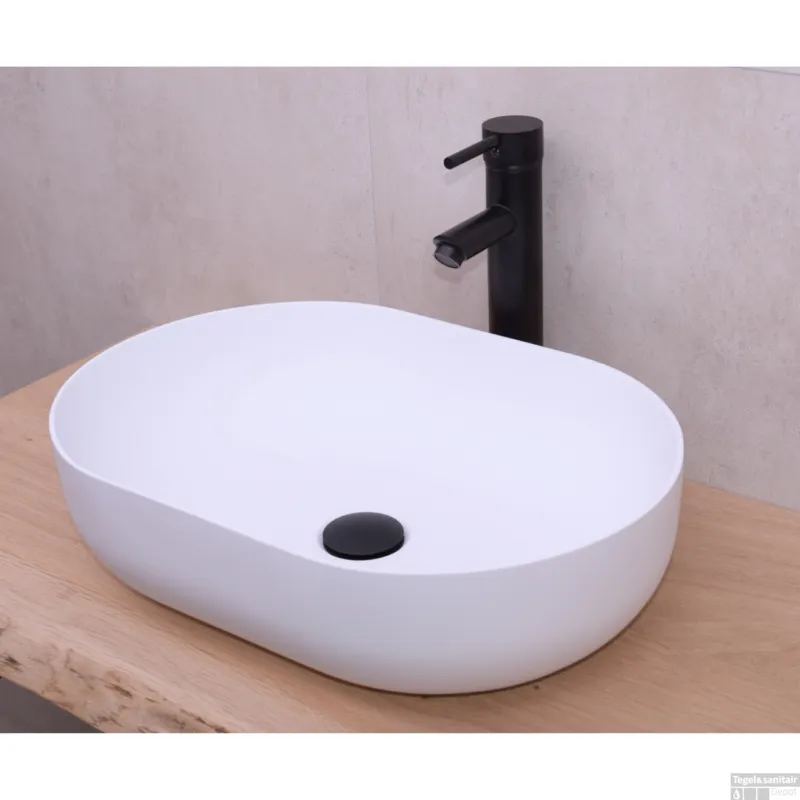 Must-Have Opbouw Waskom BWS Fabiana 50x35x14 cm Solid Surface Mat Wit