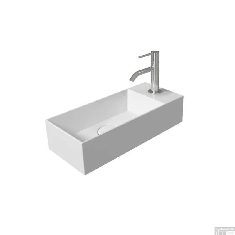Fontein Salenzi Spy 45x20 cm Glans Wit Kraangat Rechts (inclusief bijpassende waste) Betaalbaar