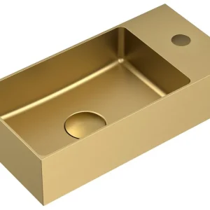 Wastafel Roestvrije Staal incl. Afvoer Sapho Aurum 36,5x18 cm Goud Mat Snelle Levering