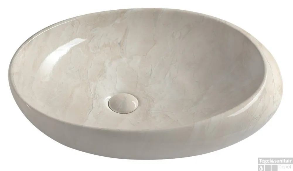 Korting Keramische Opbouw Waskom Sapho Dalma 68x44 cm Beige