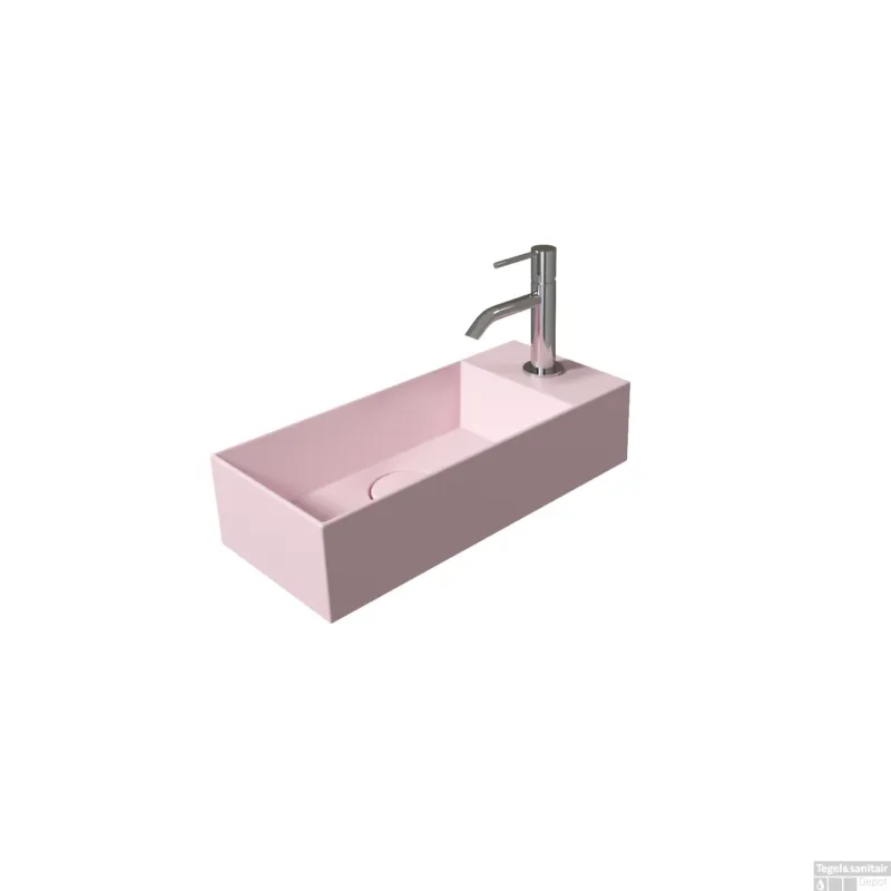 Goedkoop Fontein Salenzi Spy 45x20 cm Mat Roze Kraangat Rechts (inclusief bijpassende waste)