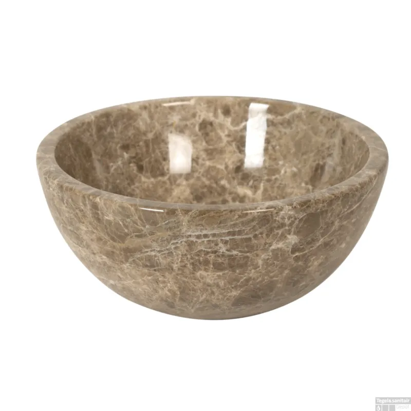 Meest Verkocht Waskom Opbouw Plieger Mini Round 26x12 cm Marmer Bruin