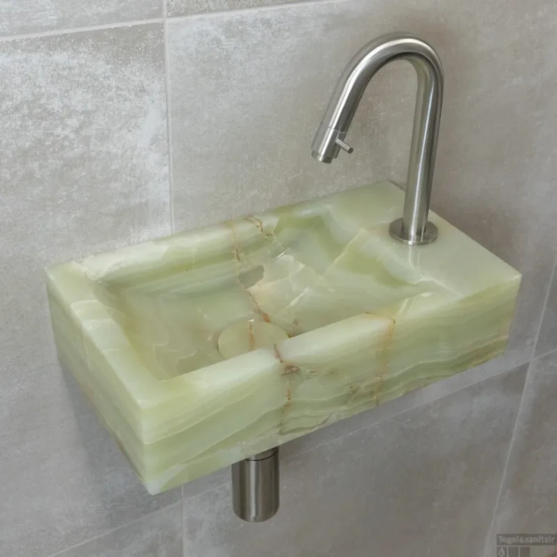 Fontein BWS Onyx Kraangat Rechts Groen 39x22x10 Cm Snelle Levering