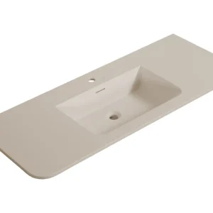 Favoriet Wastafel Wiesbaden Laro 120x48x1,5 cm Met 1 Kraangat Ronde Hoeken Solid Surface Beige