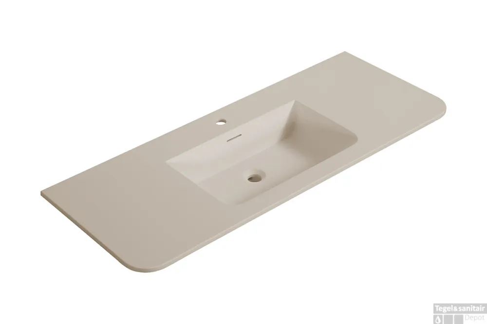 Favoriet Wastafel Wiesbaden Laro 120x48x1,5 cm Met 1 Kraangat Ronde Hoeken Solid Surface Beige