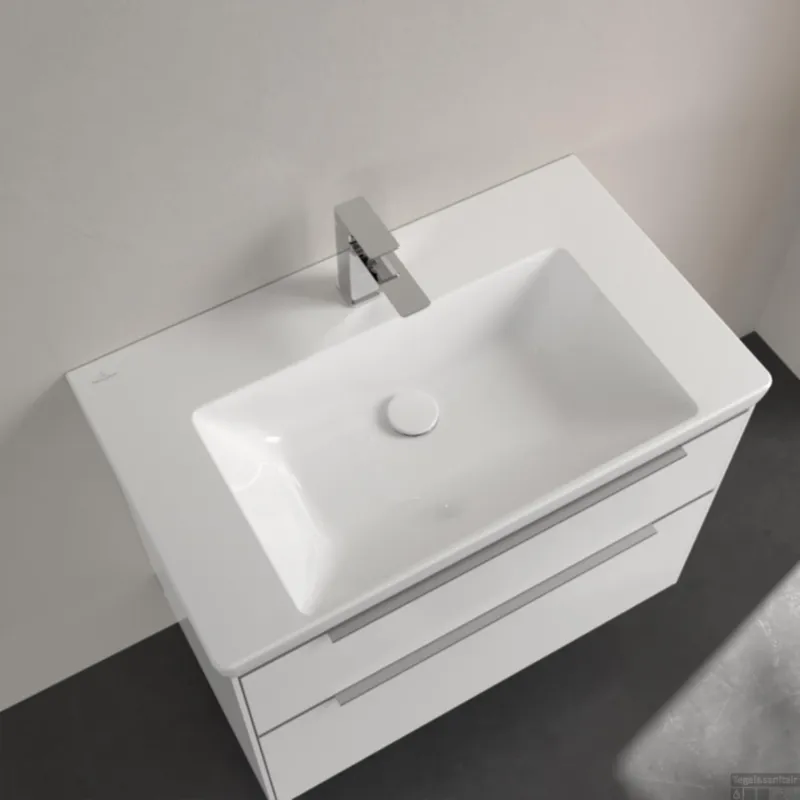 Betrouwbaar Wastafel Villeroy & Boch Subway 3.0 Met CeramicPlus 1 Kraangat Zonder Overloop 80x47x16.5 cm Wit Alpin