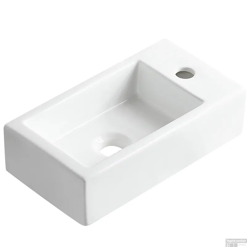 Fontein Wiesbaden Rhea M 40x22 Kraangat Rechts Glanzend Wit Hete Deal