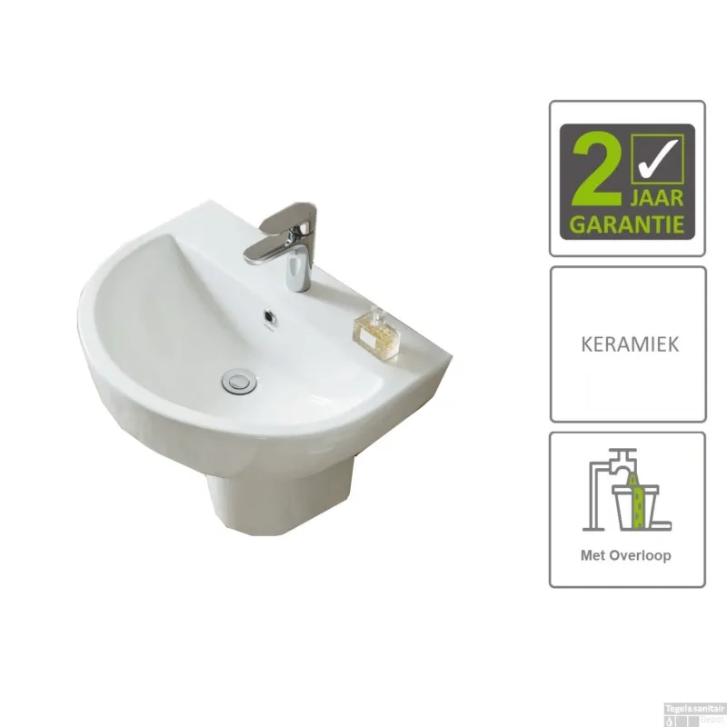 BWS Wastafel Fold Keramiek Wit (Exclusief Sifonkap) Actieprijs