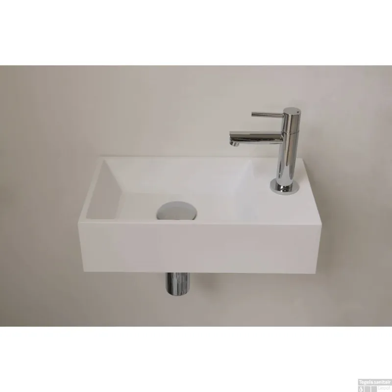 INK Fontein Contra Polystone Rechthoek Inclusief Kraangat Rechts Mat Wit 40x22x10 cm Voordeelprijs