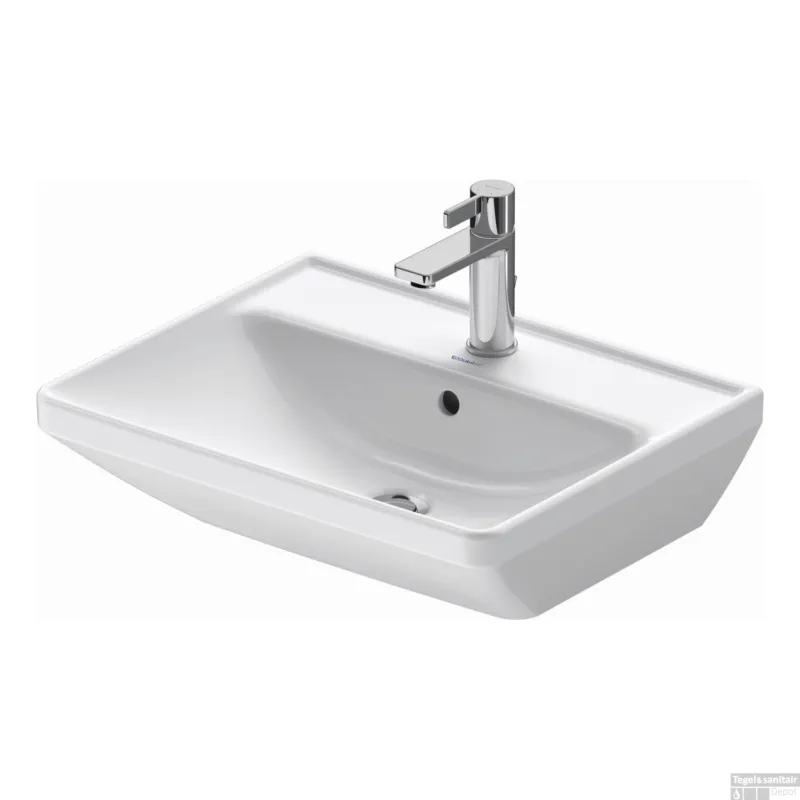 Wastafel Duravit D-Neo Met Overloop Kraanvlak 1 Kraangat 55 cm Hoogglans Wit Actieprijs