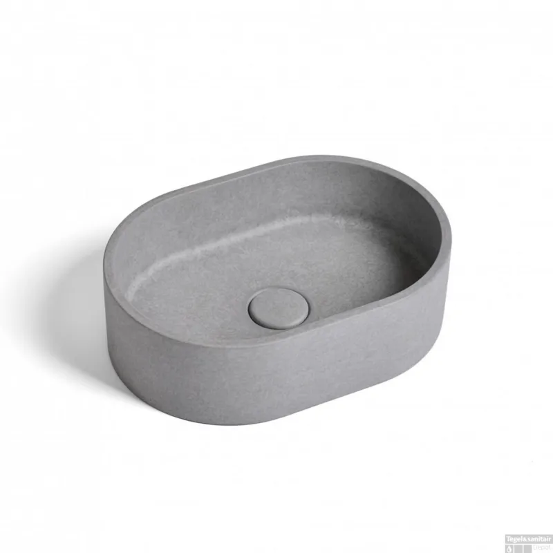 Waskom Ideavit Idea.Rock 40x28x12 cm Ovaal Beton Grijs Direct Verzonden