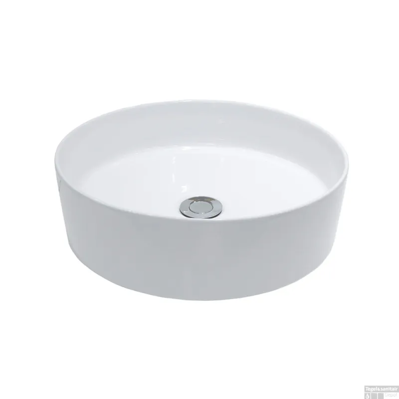 Waskom Wiesbaden Link Opzet Model Keramiek Rond 40cm Mat Wit Op = Op