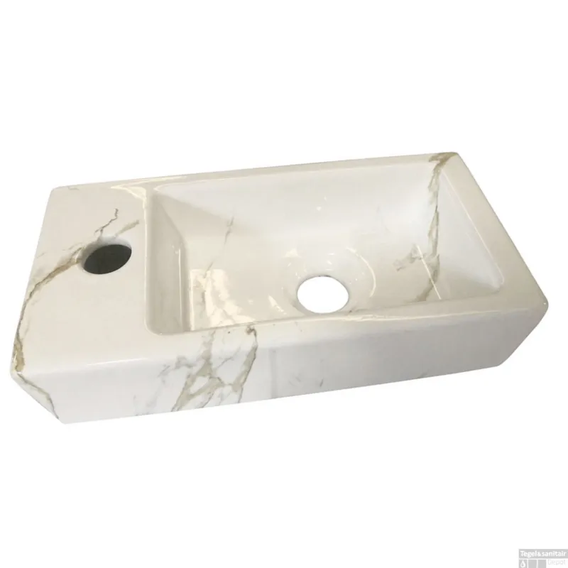 Fontein Wiesbaden Mini-Rhea Links 360x180x90 Keramiek Carrara Premium