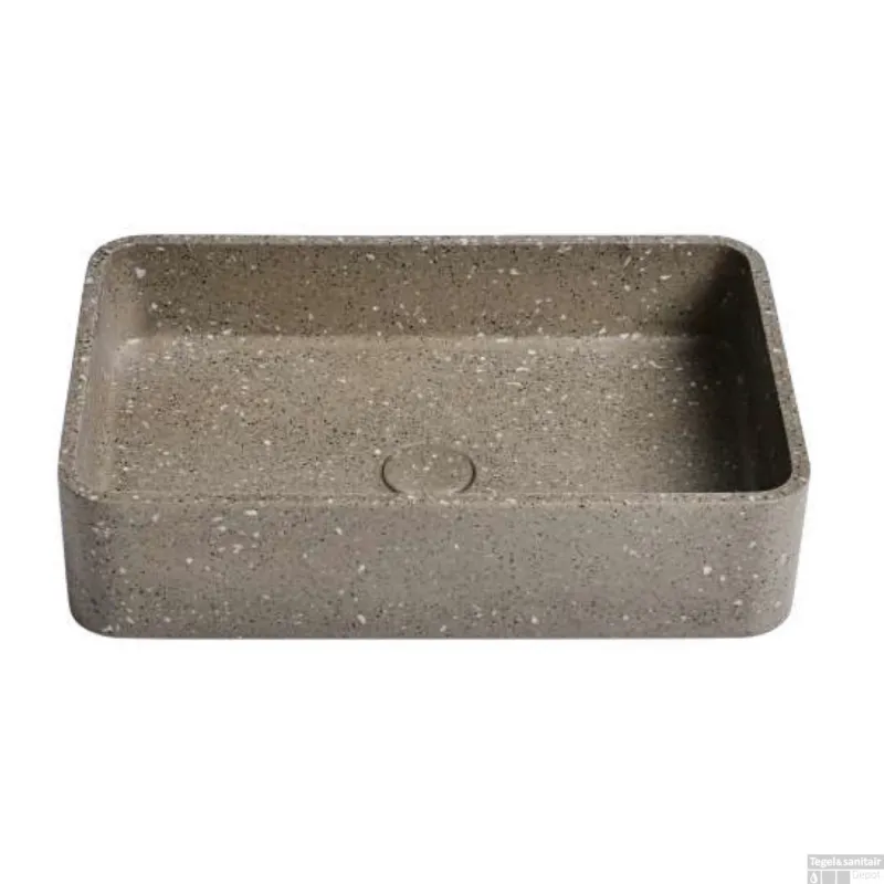 Waskom Ideavit Idea.Gaia 50x32.5x12 cm Vierkant Terrazzo Grijs/Bruin Voordeelprijs