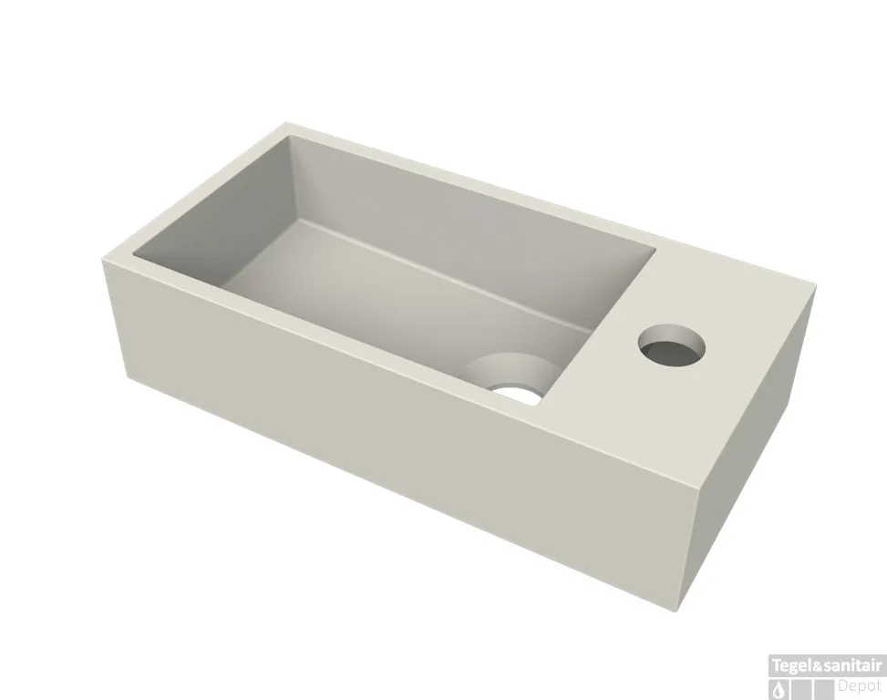 Fontein Arcqua Flair 36x18x9 cm met Kraangat Rechts Mat Zand Merkproduct