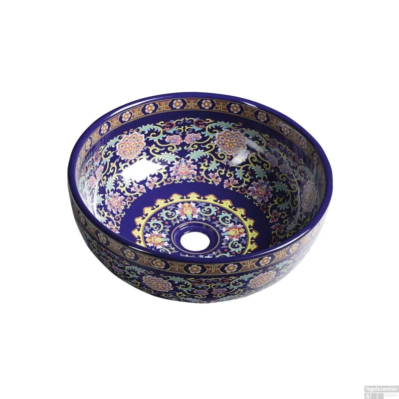 Populair Waskom Sapho Priori Rond 40.5x15.5 cm Keramiek Paars met Ornamenten