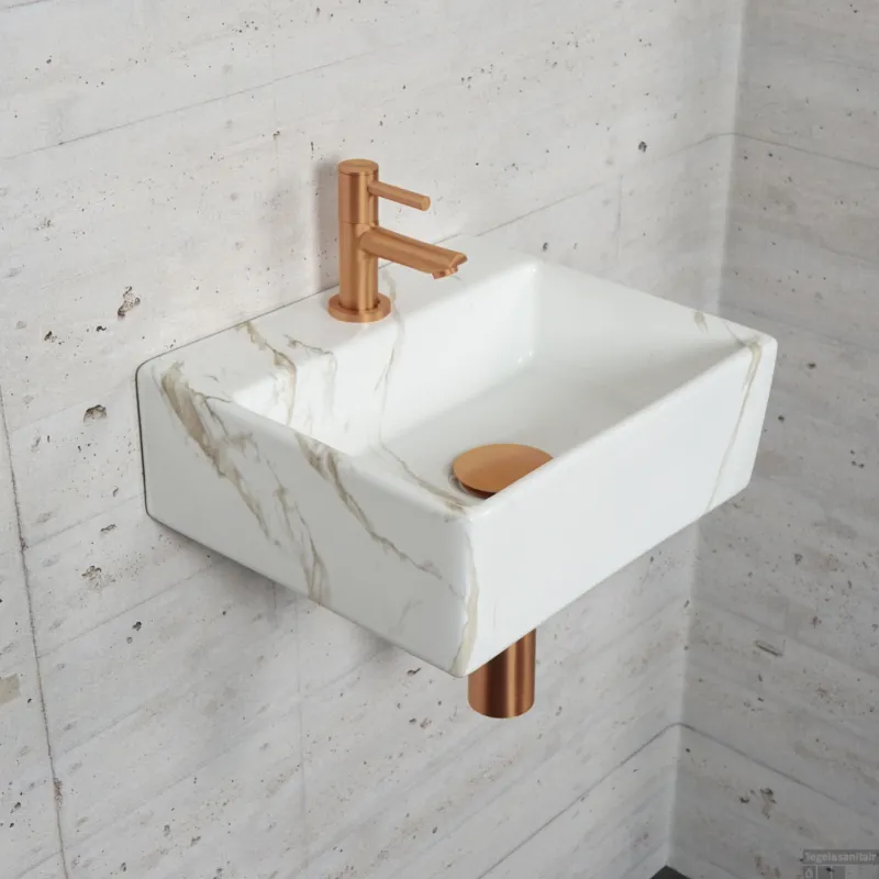 Fonteinset Carrara Marmerlook Wiesbaden Color Brons Koper (kraangat midden) Laatste Versie