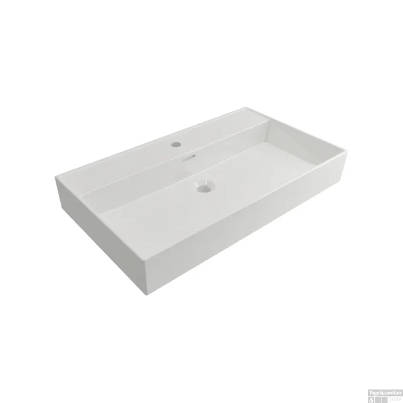 Wastafel Plieger Kansas 1 Kraangat met Overloop 80x46,6 cm (3 verschillende kleuren) Weekendaanbieding