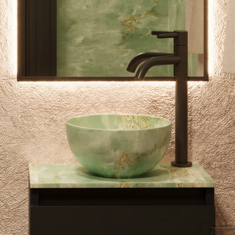 Express Levering Micro Waskom BWS Onyx Marmer 23x23x12 Cm Groen