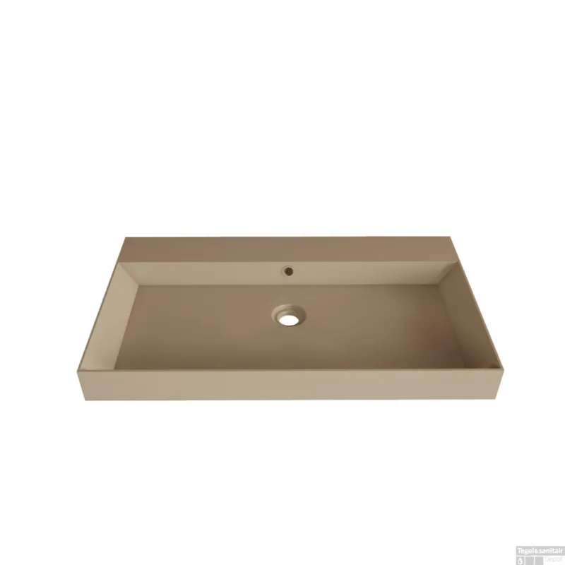 Gecertificeerd Wastafel Gliss Design Lako 80 cm 1 Kraangat Mat Cappuccino