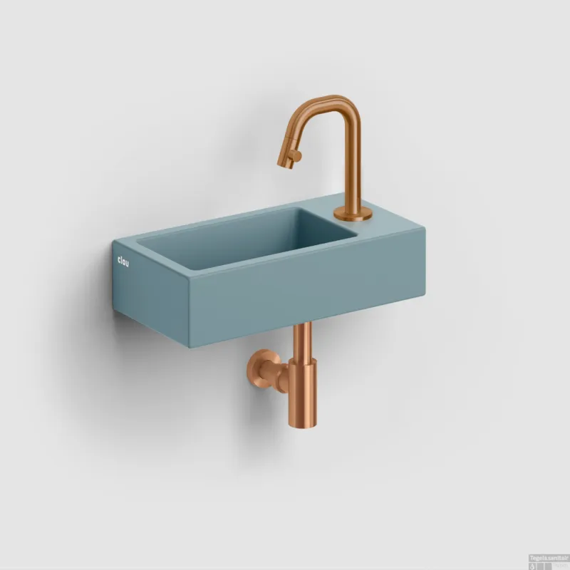Clou Flush 3 Fontein Met Kraangat Rechts Mat Blauw Keramiek 36 cm Premium