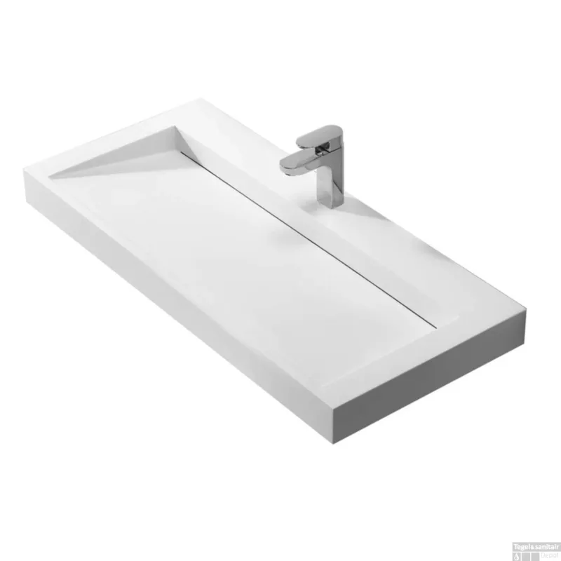 Gereduceerde Prijs Wastafel BWS Hoya 100x45.5 cm Met Kraangat Mat Wit