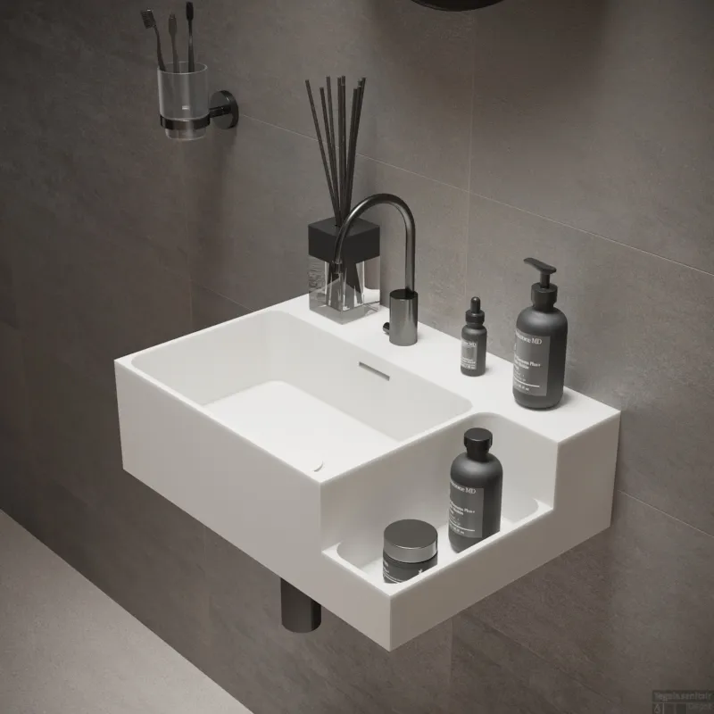 Express Levering Fontein Ideavit Soliddual 1.0 50x36x15.5 cm Solid Surface Met Opbergruimte Rechts Mat Wit