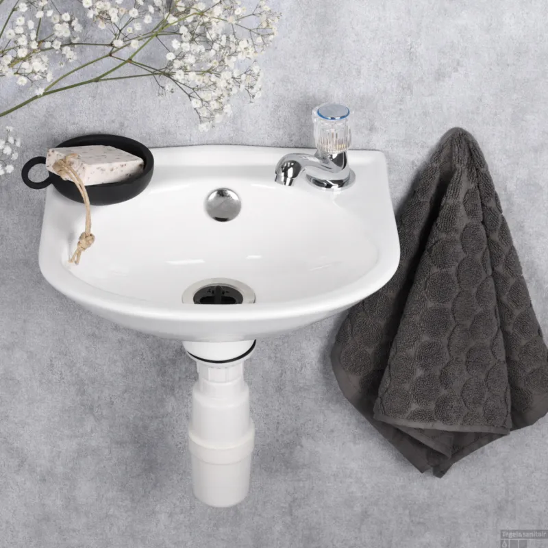 Fonteinset Differnz Gaia 32x28x15cm Wit Met Kraan en Sifon Favoriet