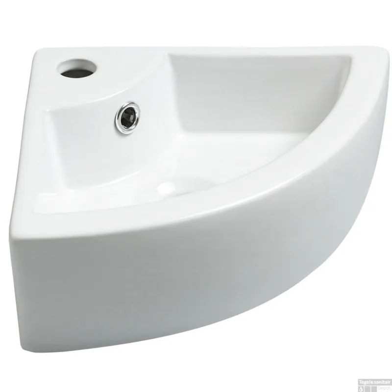Veilige Betaling Fontein Wiesbaden Pallas Hoekfontein 44,5x32,5x13cm Keramiek Wit (exclusief waste)