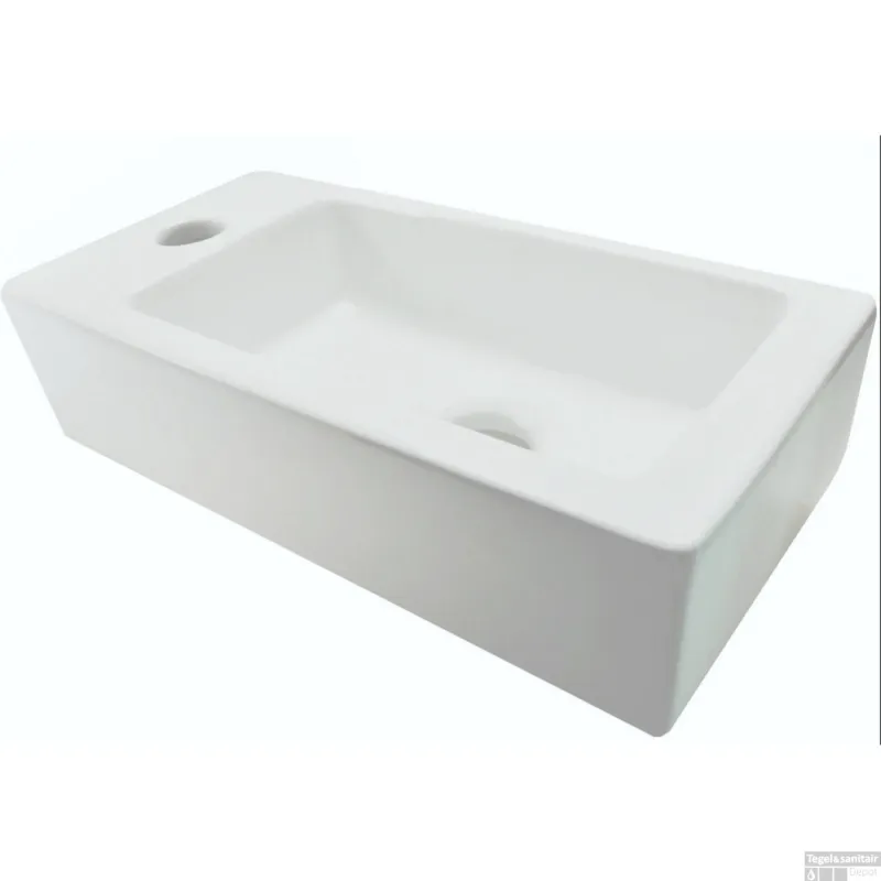 Dagaanbieding Fontein BWS Rinka 36,5x18x9 cm Kraangat Links Mat Wit