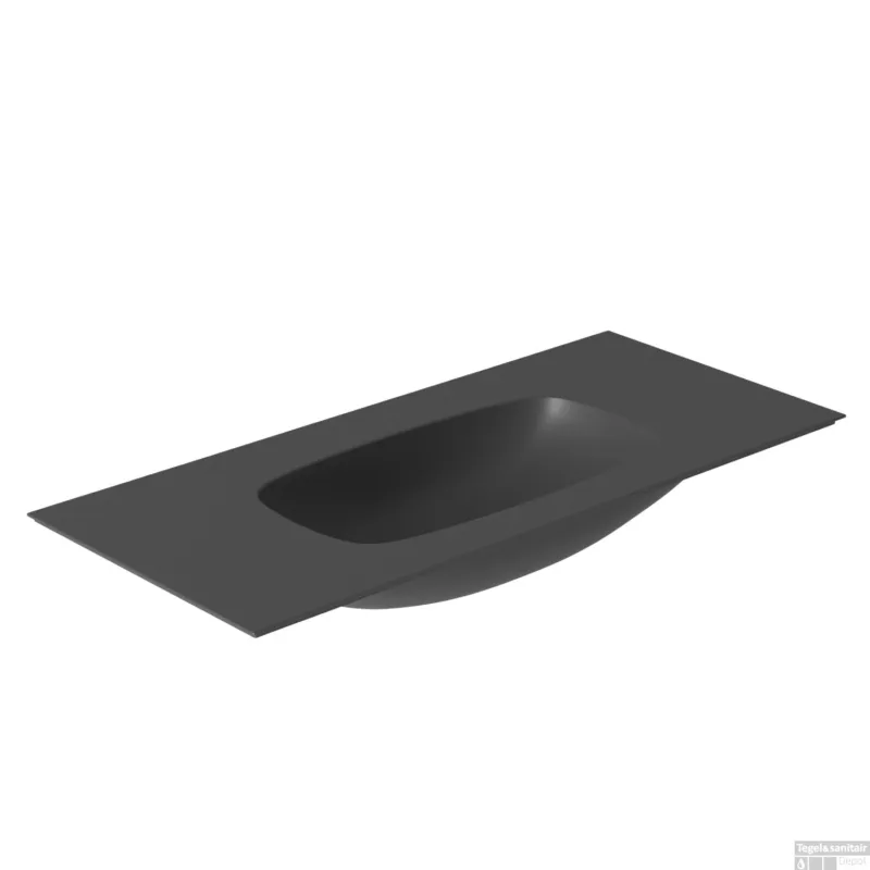 Wastafel Salenzi Nur 102x46 cm Keramiek Mat Zwart 1 kraangat (incl. bijpassende afvoerplug) Beperkt Aanbod